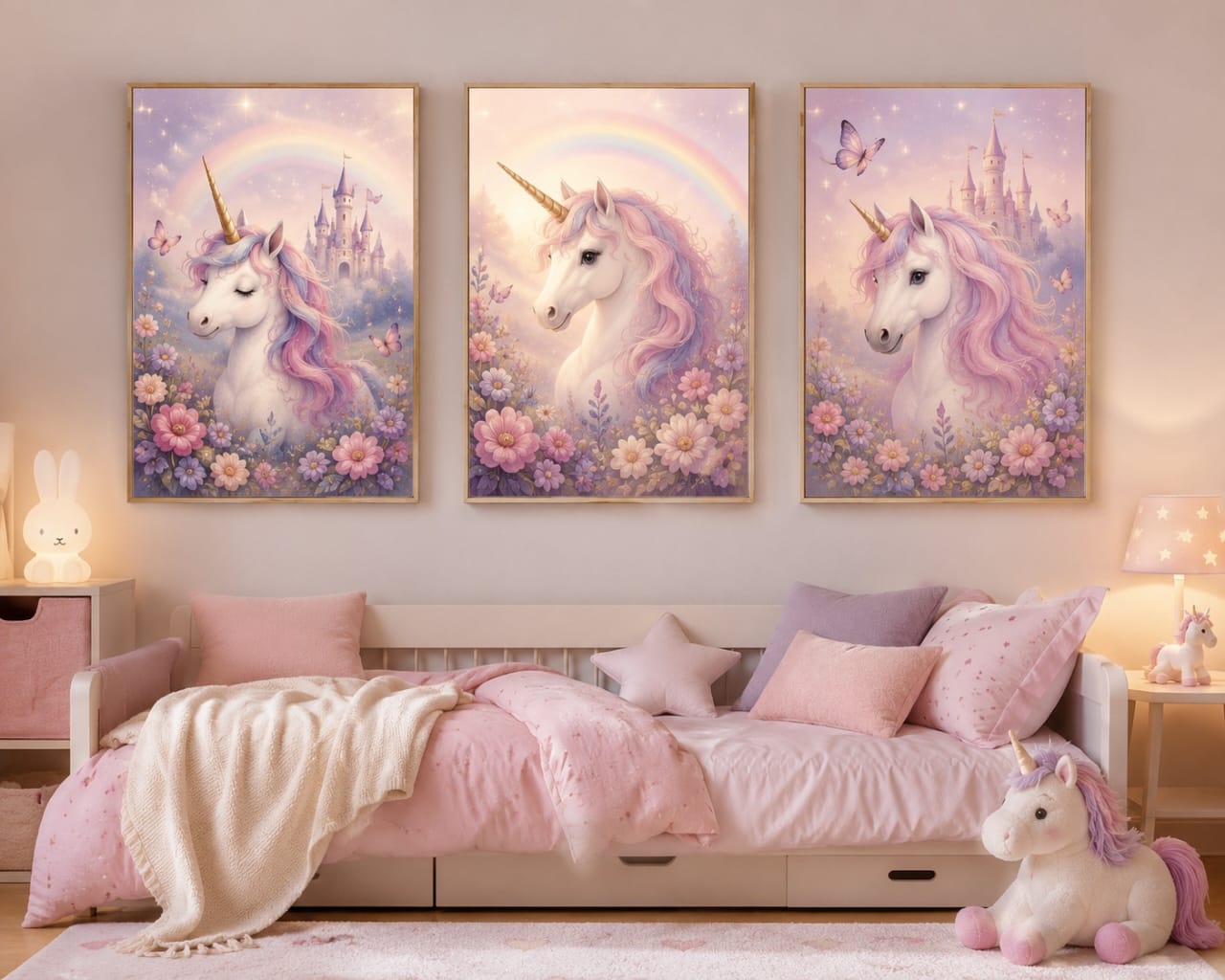 Arte infantil unicornio habitación