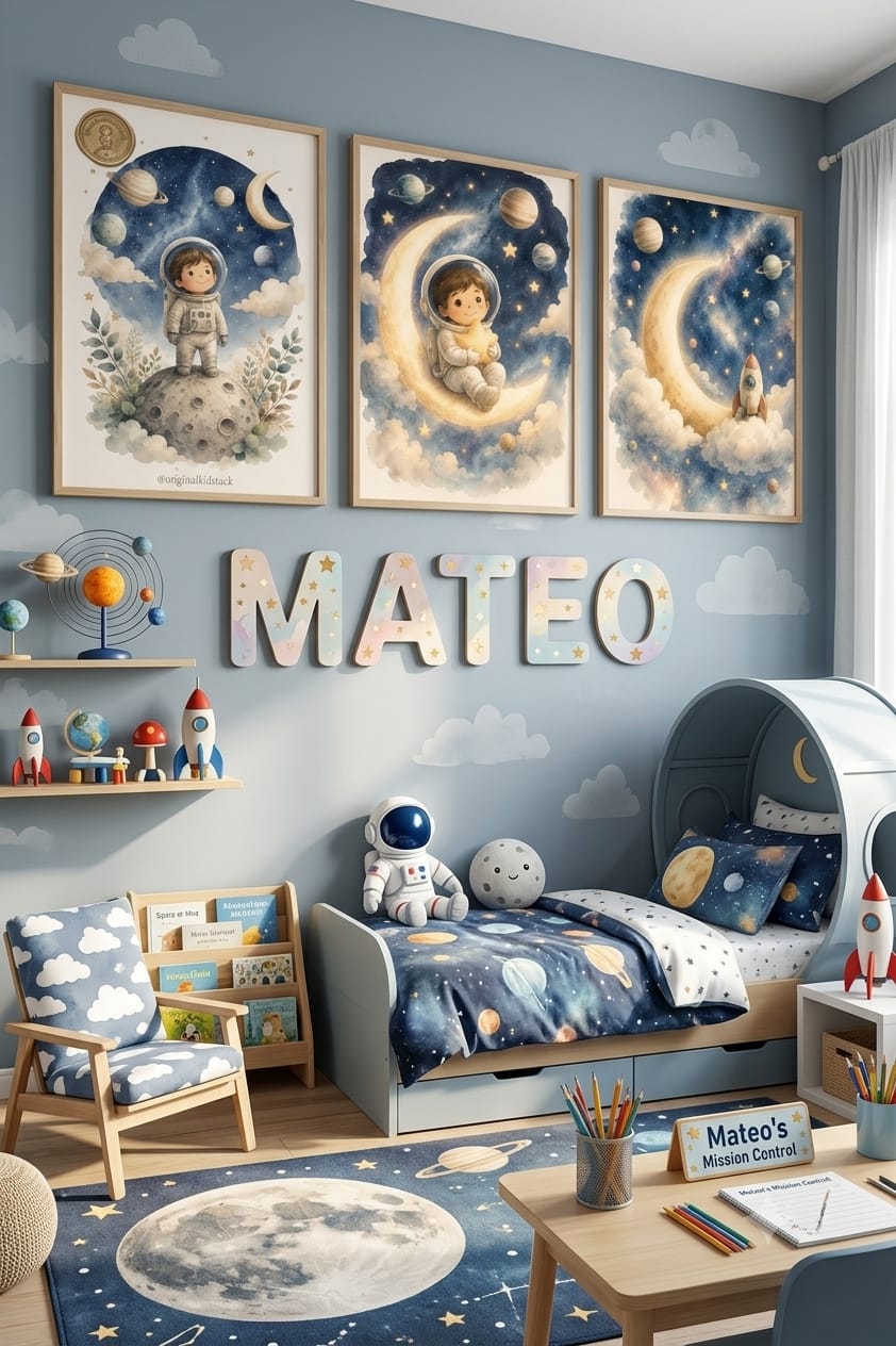 Arte infantil astronauta habitación